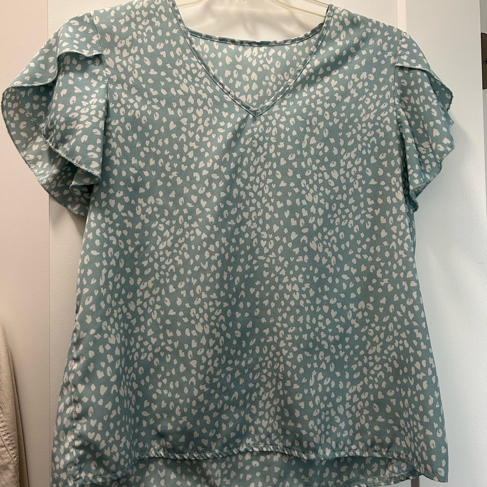 Women's Blue Patterned Top